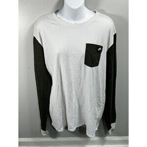 Nike Long Sleeve T Shirt White Dark Green Size Medium